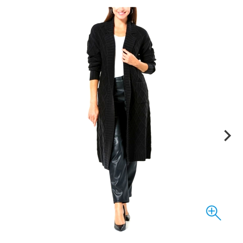 NWOT G by Giuliana Black Label Cable Knit Belted Cardigan size Large (Coatigan)